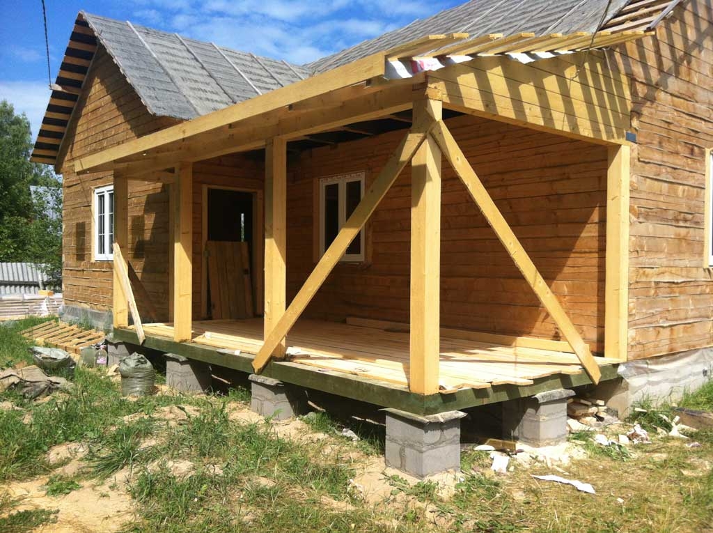 пристройка к деревянному дому на даче
