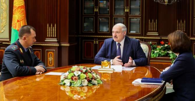 Lukashenka Meets New Belarusian Security Chiefs, Warns Protesters Of 'Harsh' Measures